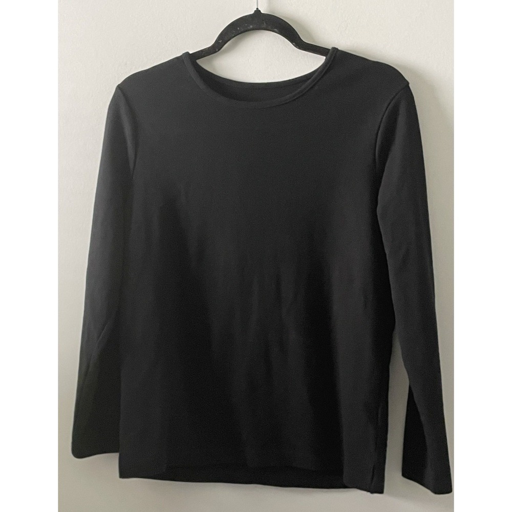 Serengeti Top Womens L Black Cotton Long Sleeve Crew Neck Basic Casual